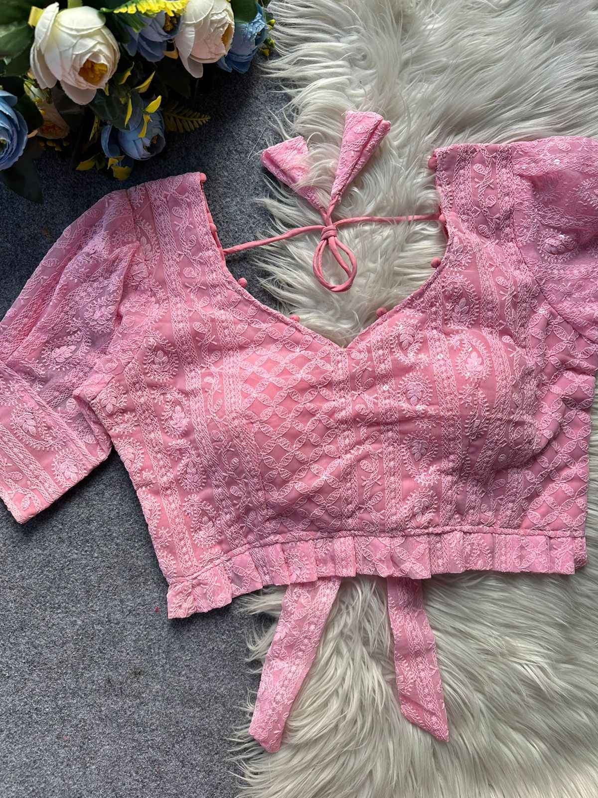 CHIKANKARI HAKOBA READYMADE BLOUSE AT WHOLESALE PRICE