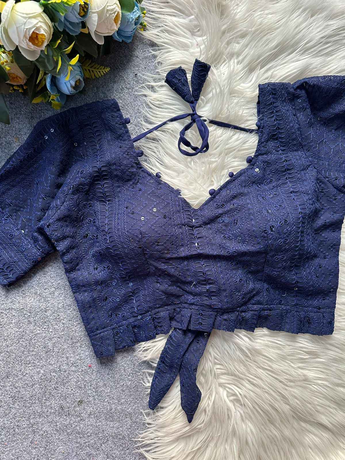 CHIKANKARI HAKOBA READYMADE BLOUSE AT WHOLESALE PRICE