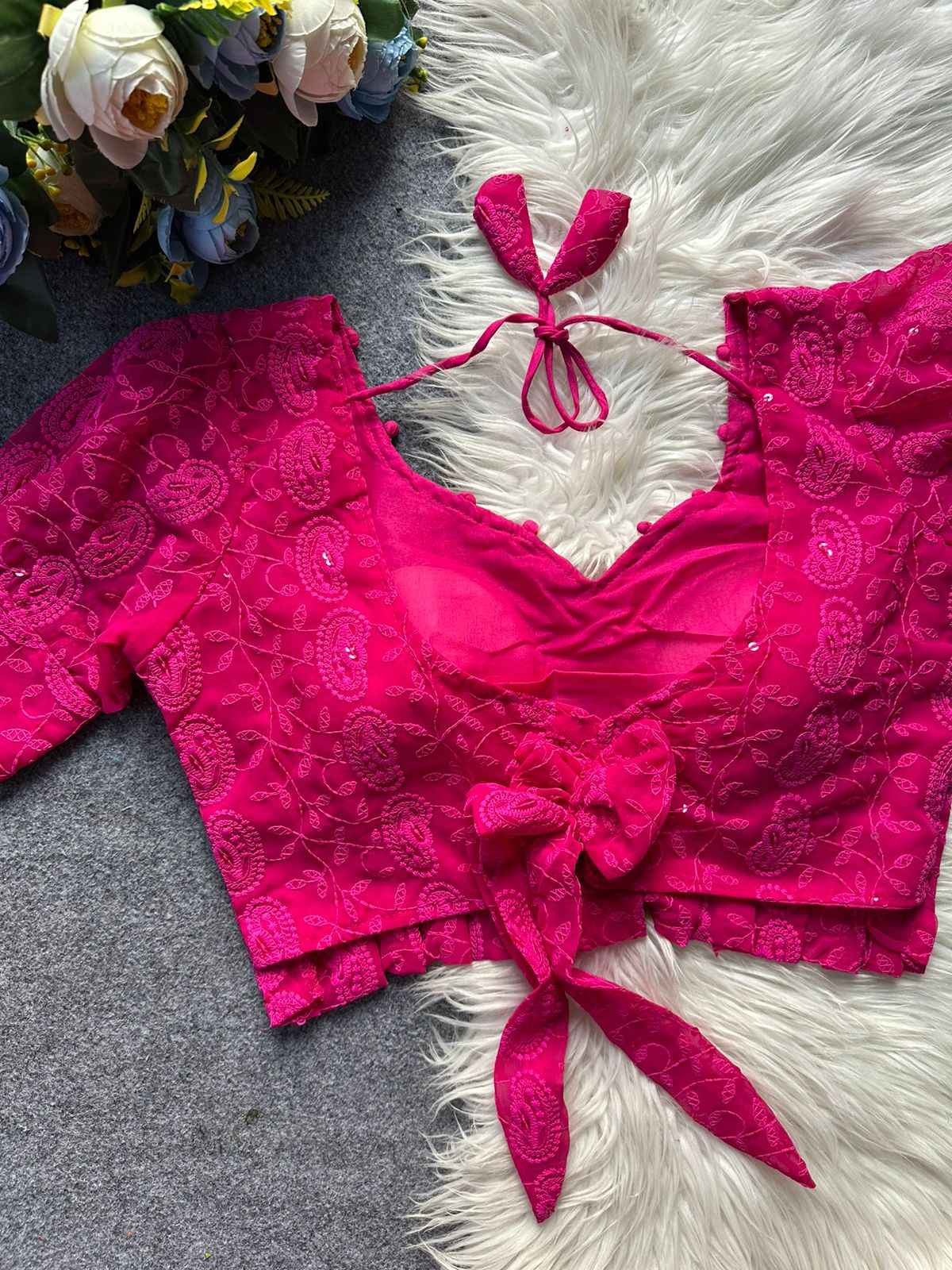 CHIKANKARI HAKOBA READYMADE BLOUSE AT WHOLESALE PRICE