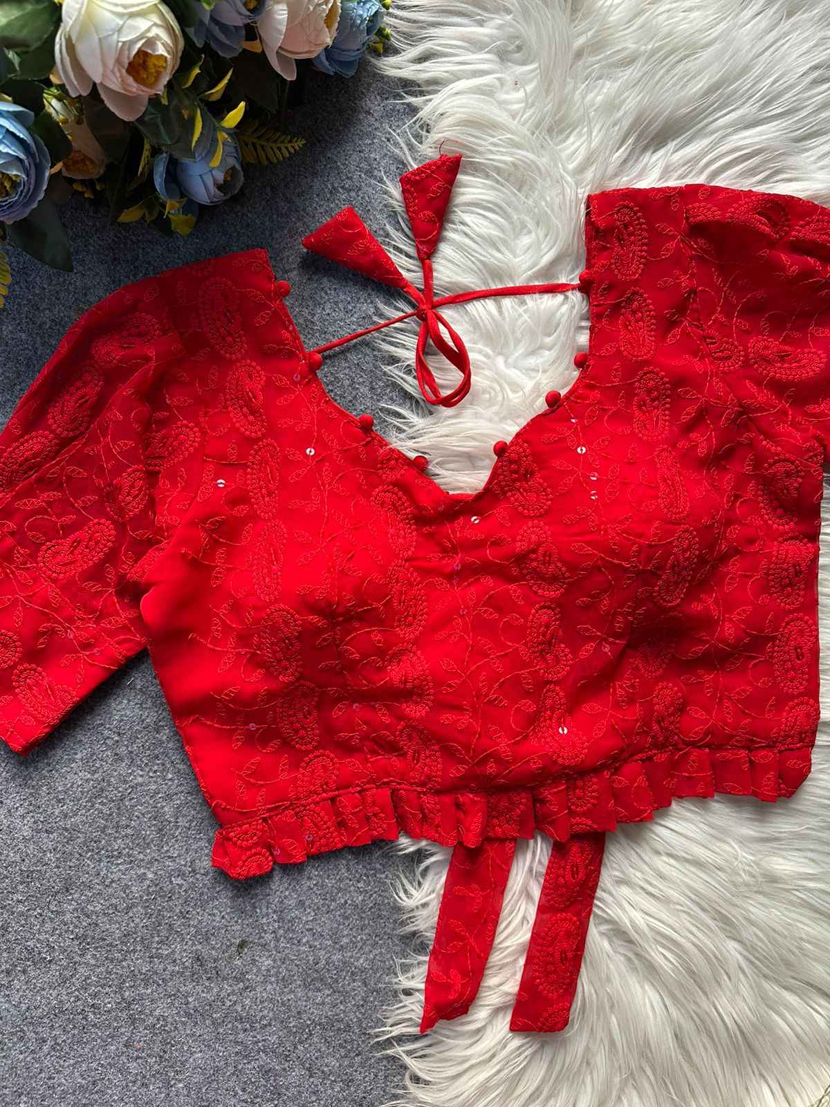 CHIKANKARI HAKOBA READYMADE BLOUSE AT WHOLESALE PRICE