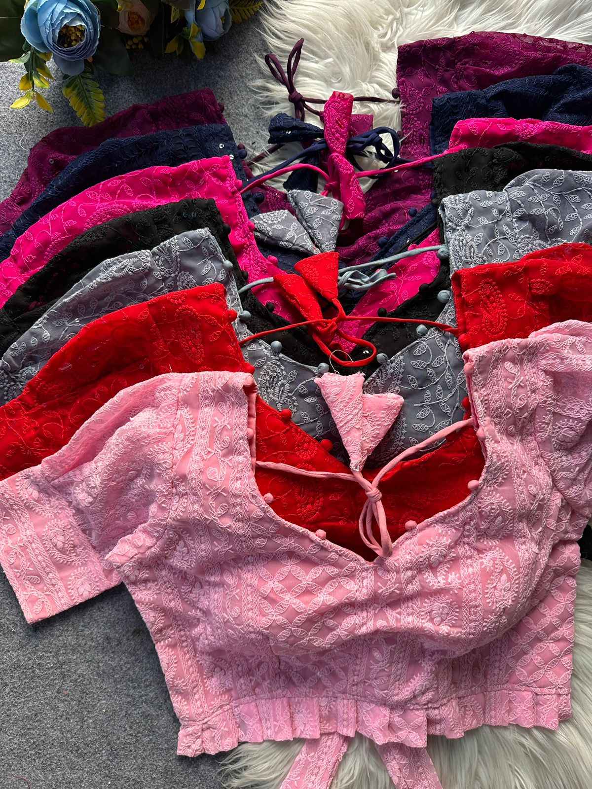 CHIKANKARI HAKOBA READYMADE BLOUSE AT WHOLESALE PRICE