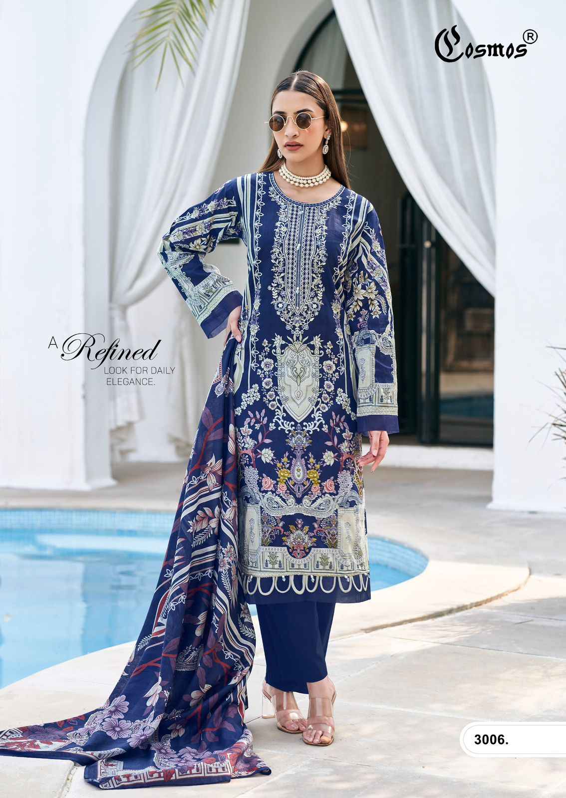 COSMOS BLISS EMBROIDERY LAWN VOL-3 LAWN COTTON DRESS MATERIAL AT WHOLESALE PRICE