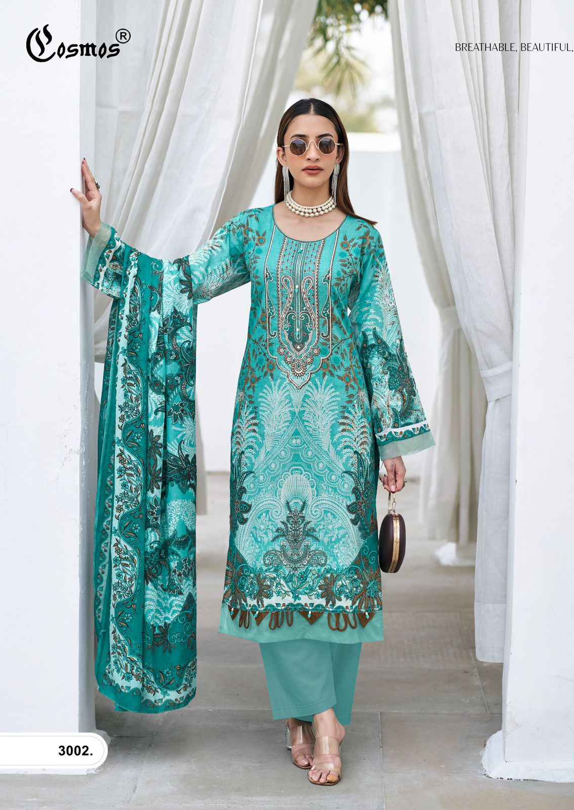 COSMOS BLISS EMBROIDERY LAWN VOL-3 LAWN COTTON DRESS MATERIAL AT WHOLESALE PRICE