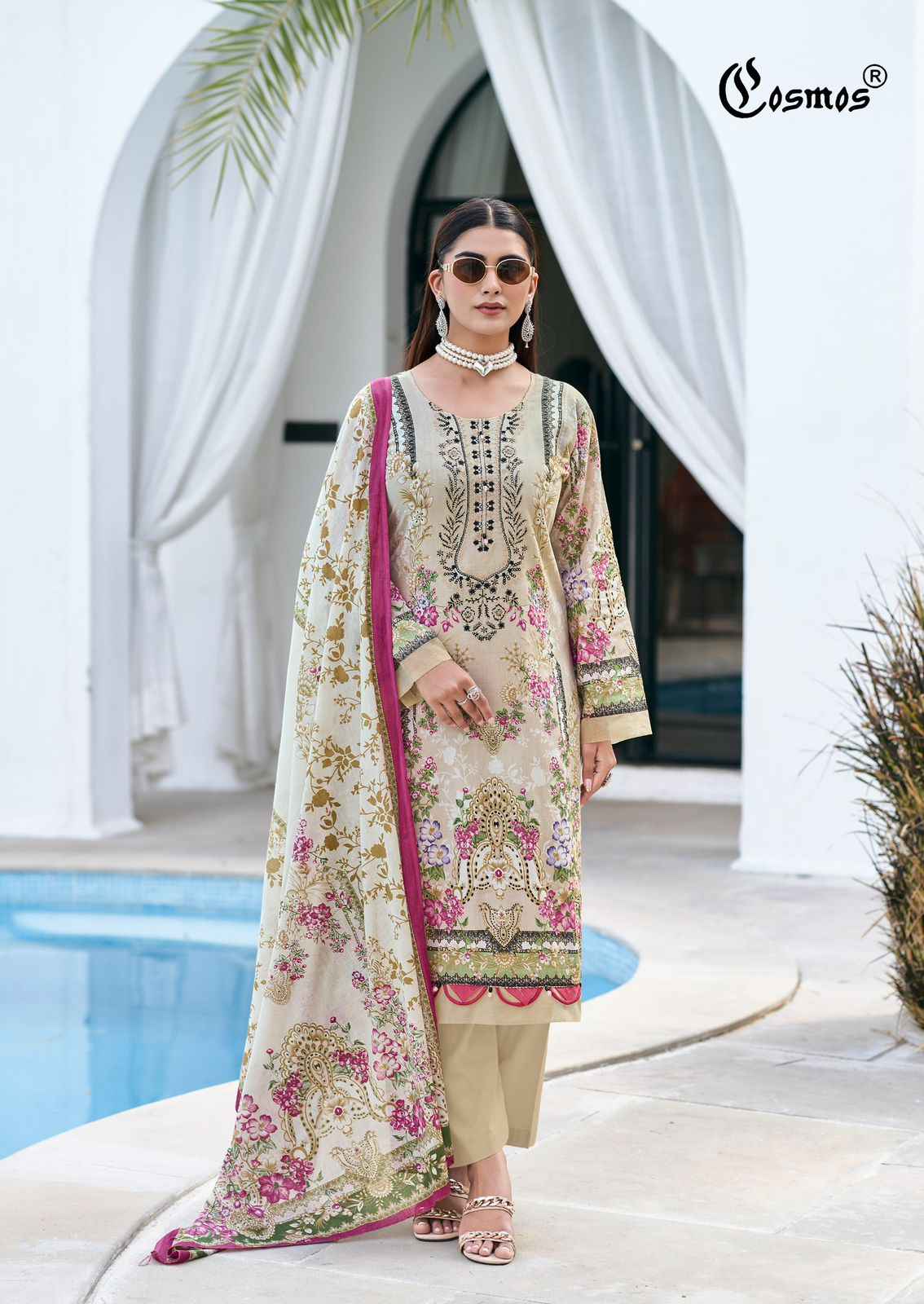 COSMOS BLISS EMBROIDERY LAWN VOL-3 LAWN COTTON DRESS MATERIAL AT WHOLESALE PRICE