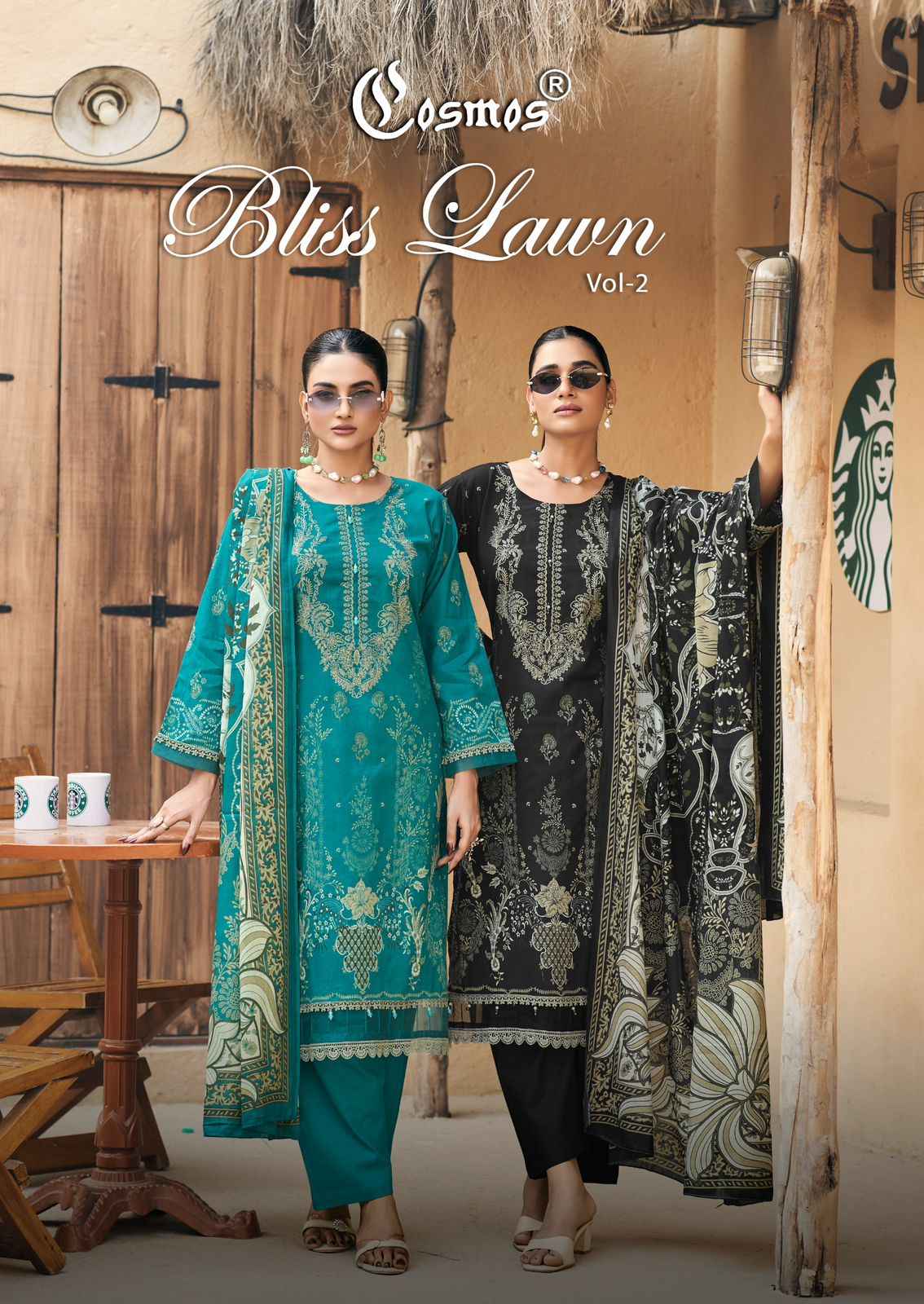 COSMOS BLISS EMBROIDERY LAWN VOL-2 LAWN COTTON DRESS MATERIAL AT WHOLESALE PRICE