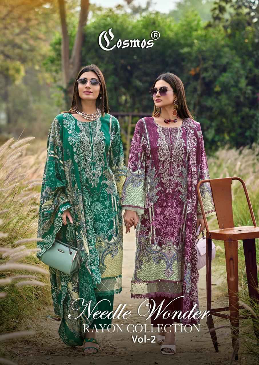 COSMOS NEEDLE WONDER RAYON VOL-2 HEAVY RAYON WITH SELF EMBROIDERY DRESS MATERIAL AT WHOLESALE PRICE