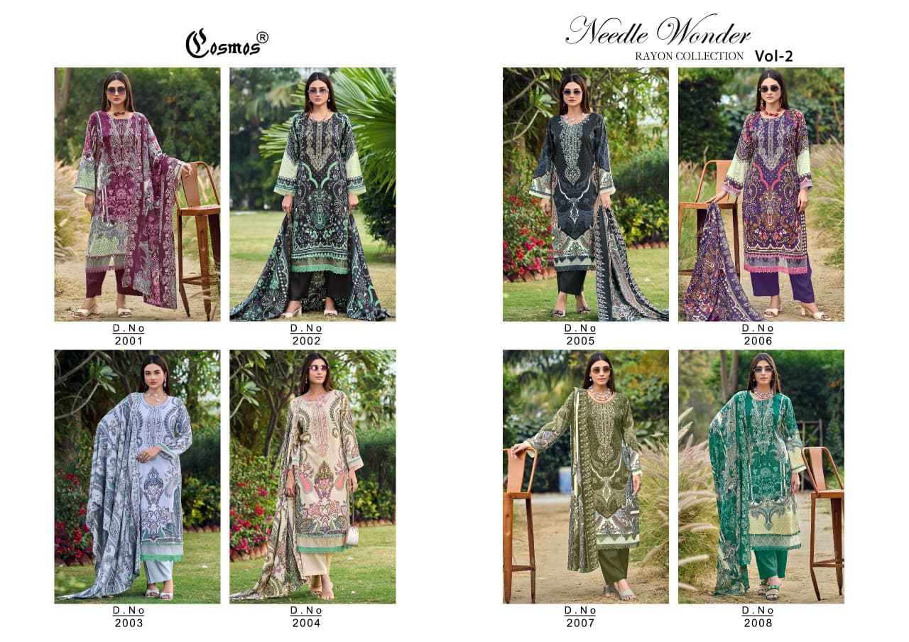 COSMOS NEEDLE WONDER RAYON VOL-2 HEAVY RAYON WITH SELF EMBROIDERY DRESS MATERIAL AT WHOLESALE PRICE
