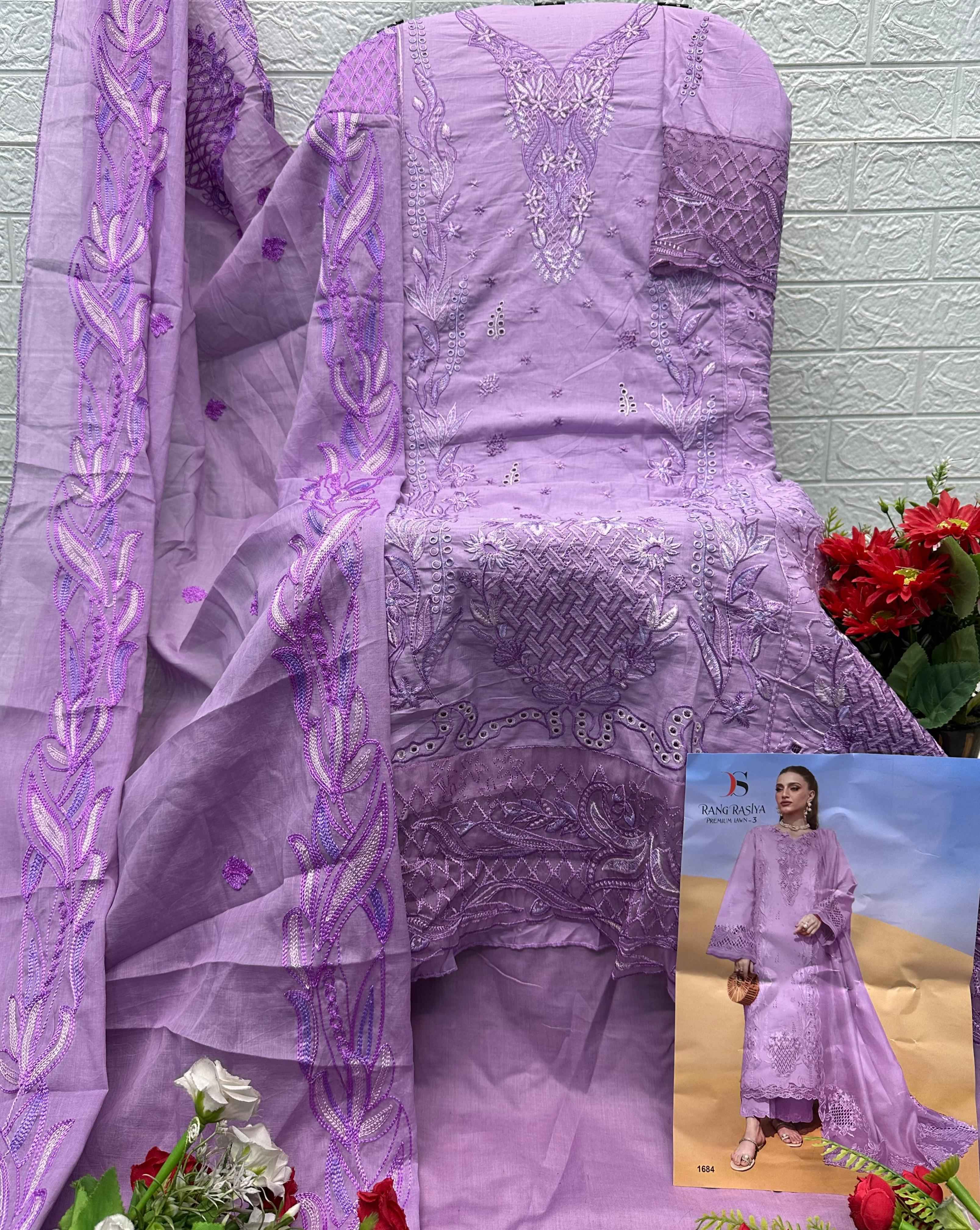 DEEPSY RANGRASIYA VOL-3 PURE COTTON PAKISTANI DRESS MATERIAL AT WHOLESALE PRICE