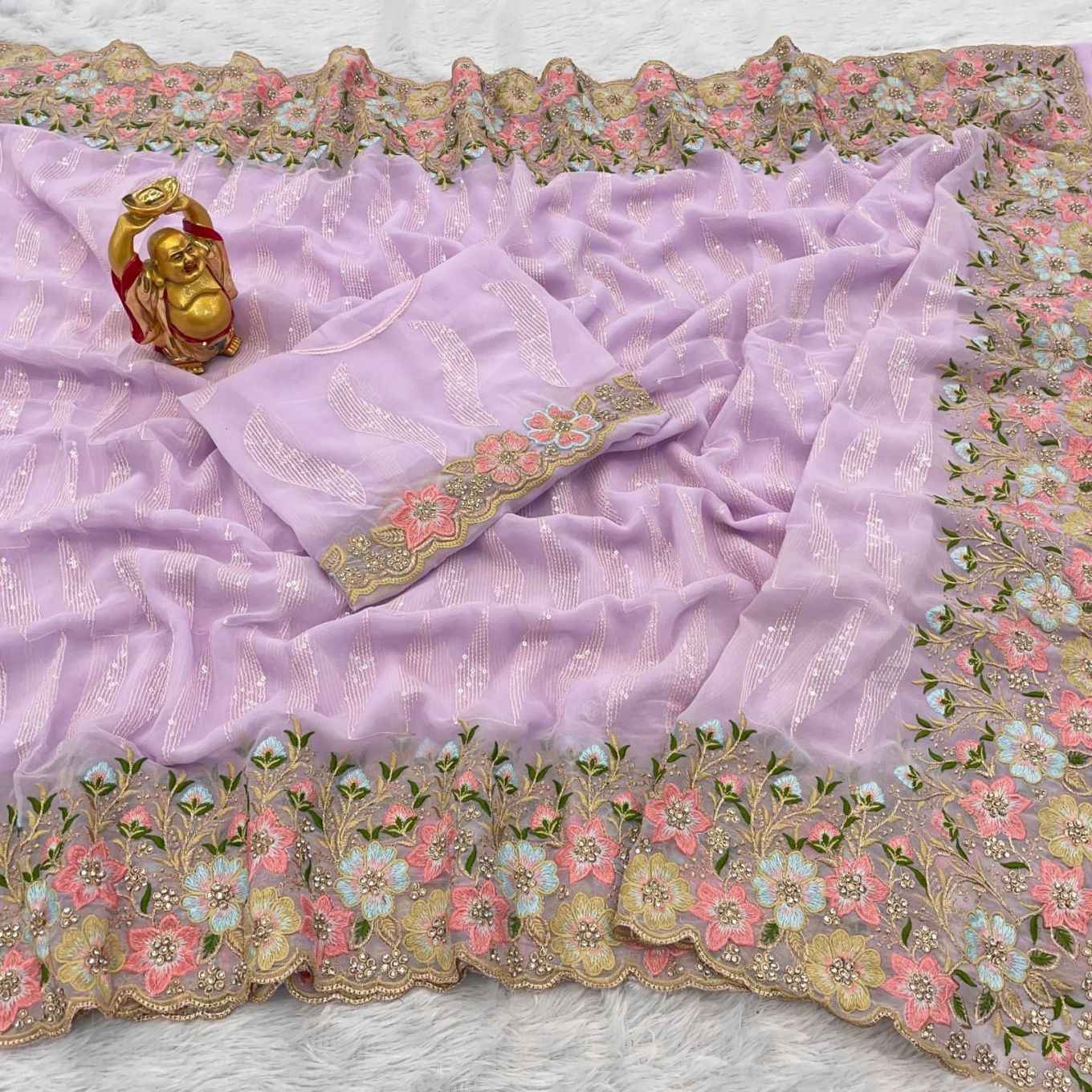 DESIGNER GEORGETTE SEQUENCE AND STONE WORK SAREE AT WHOLESALE PRICE