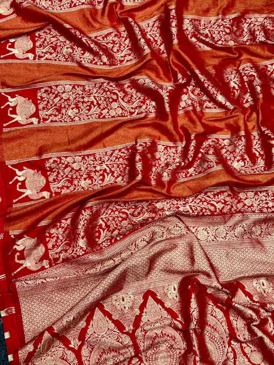DOLA TISSUE KALAMKARI SILK JARI WOOVEN SAREE AT WHOLESALE PRICE