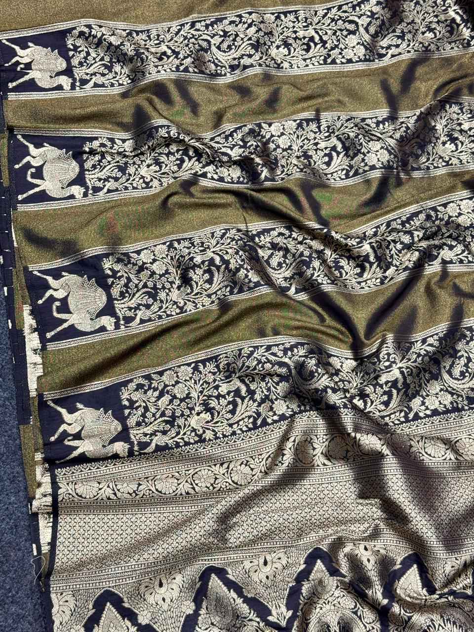DOLA TISSUE KALAMKARI SILK JARI WOOVEN SAREE AT WHOLESALE PRICE