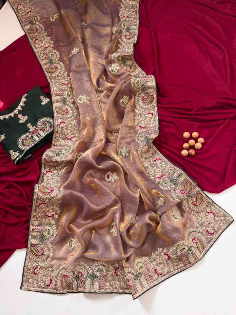 FANDY SATTIN SILK FLORAL EMBROIDERED SAREE AT WHOLESALE PRICE 