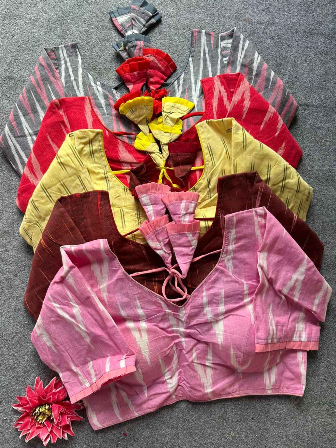 HANDLOOM IKKAT PURE COTTON READYMADE BLOUSE AT WHOLESALE PRICE 