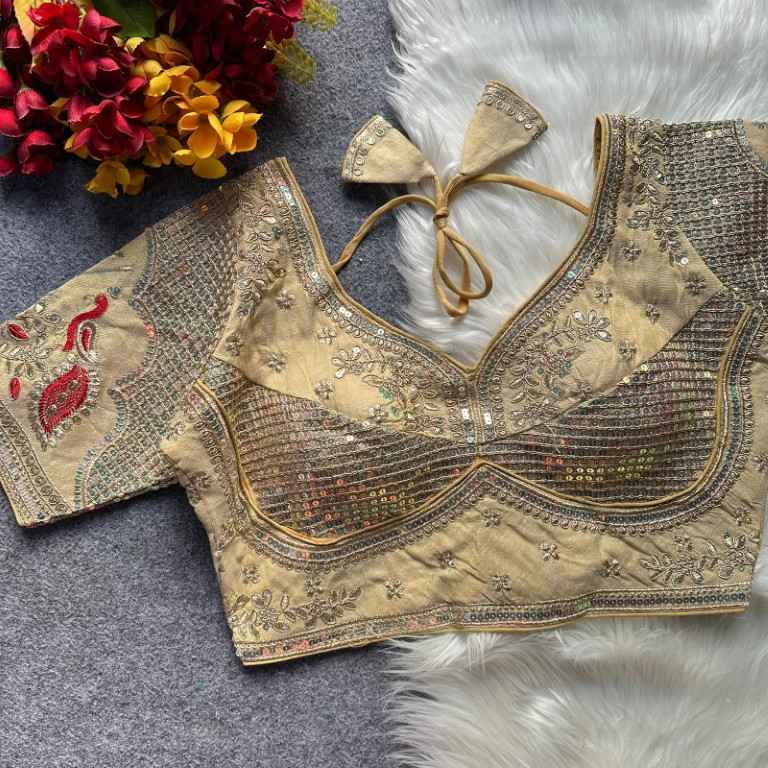 HEAVY COSMOSS SILK EMBROIDERY WORK READYMADE BLOUSE AT WHOLESALE PRICE