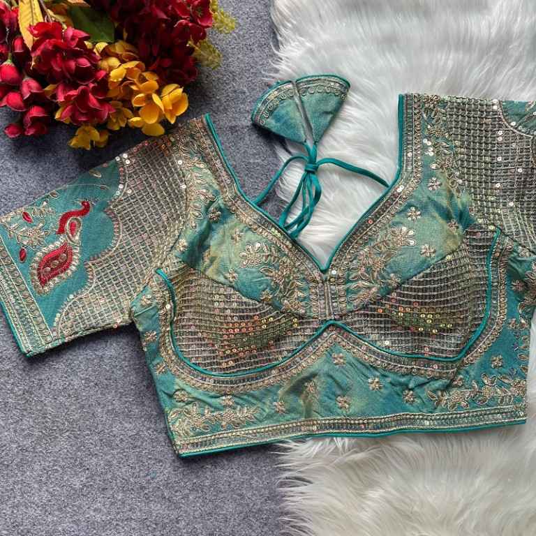 HEAVY COSMOSS SILK EMBROIDERY WORK READYMADE BLOUSE AT WHOLESALE PRICE