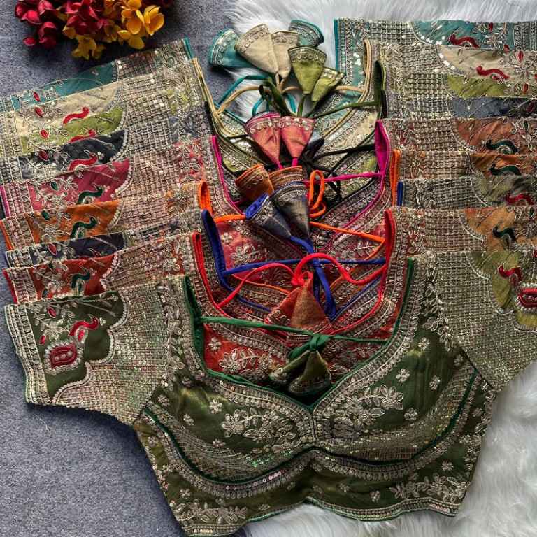 HEAVY COSMOSS SILK EMBROIDERY WORK READYMADE BLOUSE AT WHOLESALE PRICE