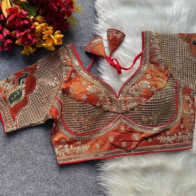 HEAVY COSMOSS SILK EMBROIDERY WORK READYMADE BLOUSE AT WHOLESALE PRICE