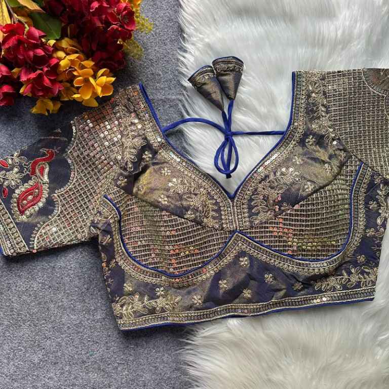 HEAVY COSMOSS SILK EMBROIDERY WORK READYMADE BLOUSE AT WHOLESALE PRICE