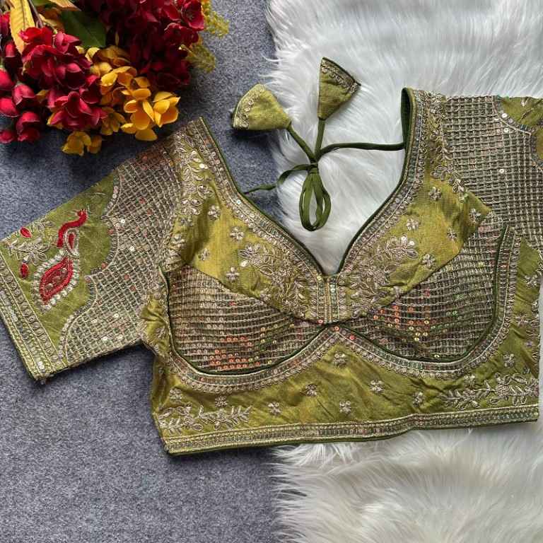 HEAVY COSMOSS SILK EMBROIDERY WORK READYMADE BLOUSE AT WHOLESALE PRICE