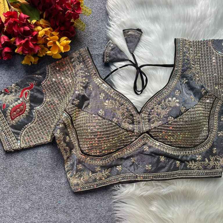 HEAVY COSMOSS SILK EMBROIDERY WORK READYMADE BLOUSE AT WHOLESALE PRICE