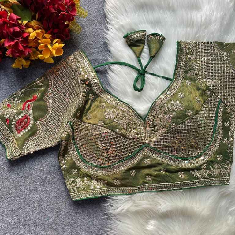 HEAVY COSMOSS SILK EMBROIDERY WORK READYMADE BLOUSE AT WHOLESALE PRICE