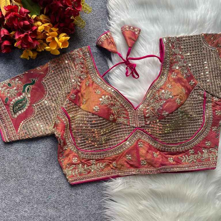HEAVY COSMOSS SILK EMBROIDERY WORK READYMADE BLOUSE AT WHOLESALE PRICE