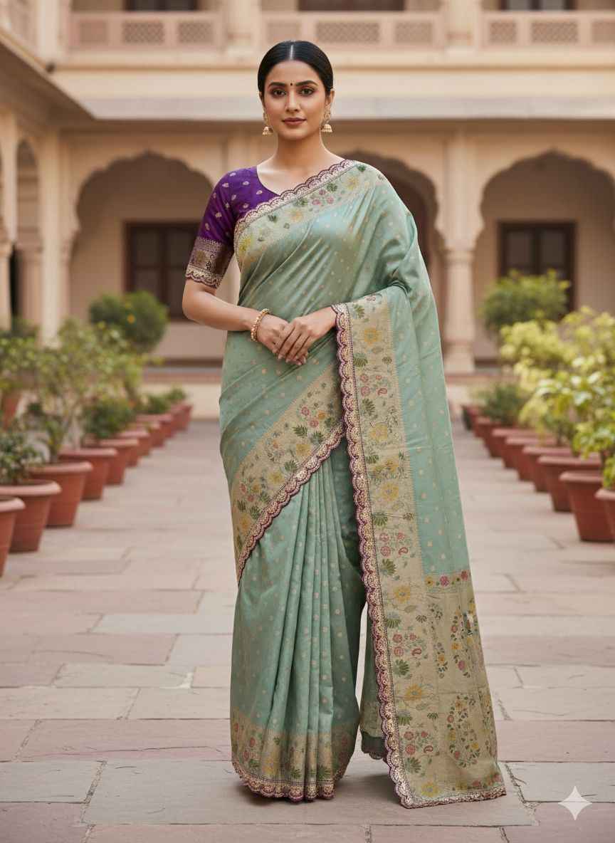 PURE HEAVY DOLLA SILK RICH MEENAKARI ZARI WEAVING SAREE AT WHOLESALE PRICE