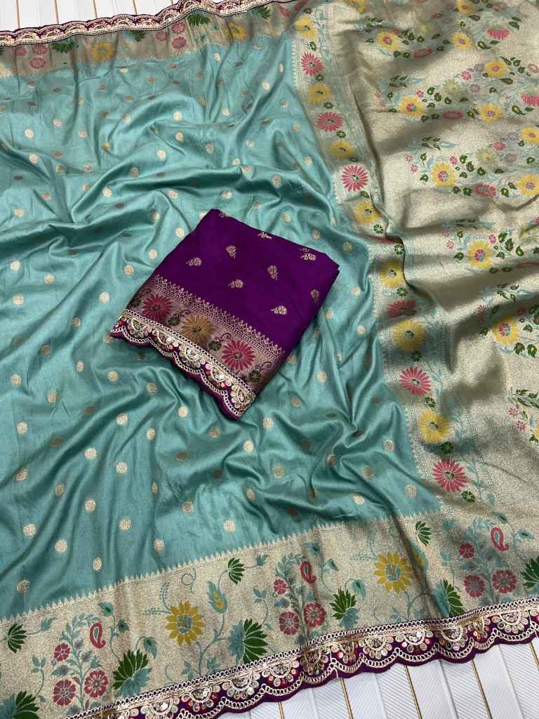 PURE HEAVY DOLLA SILK RICH MEENAKARI ZARI WEAVING SAREE AT WHOLESALE PRICE