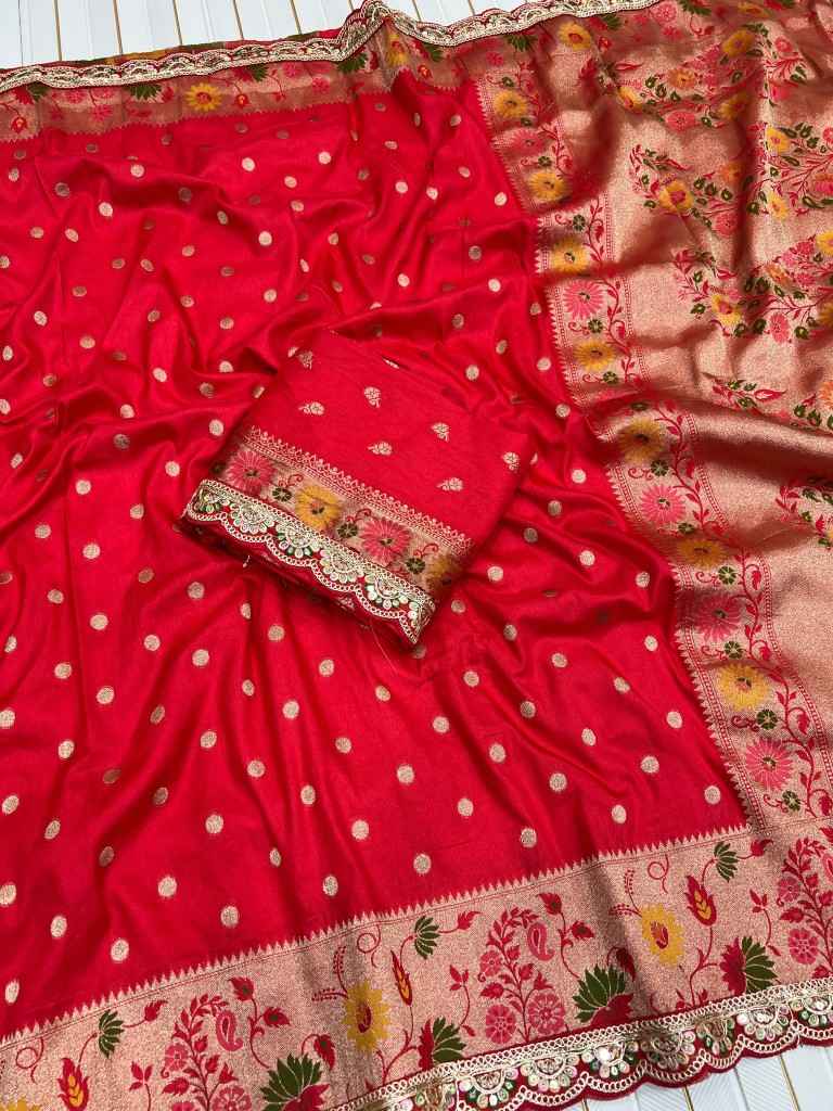 PURE HEAVY DOLLA SILK RICH MEENAKARI ZARI WEAVING SAREE AT WHOLESALE PRICE