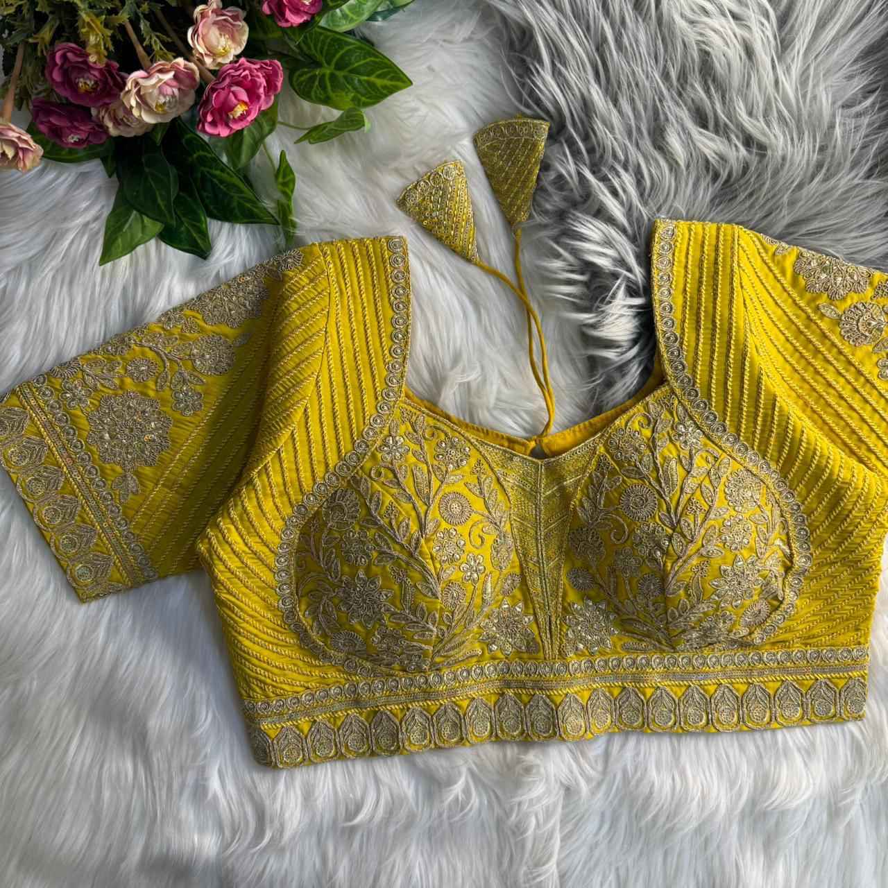 HEAVY PURE ITALIAN SILK MADHUBALA STYLE BRIDAL BLOUSE AT WHOLESALE PRICE