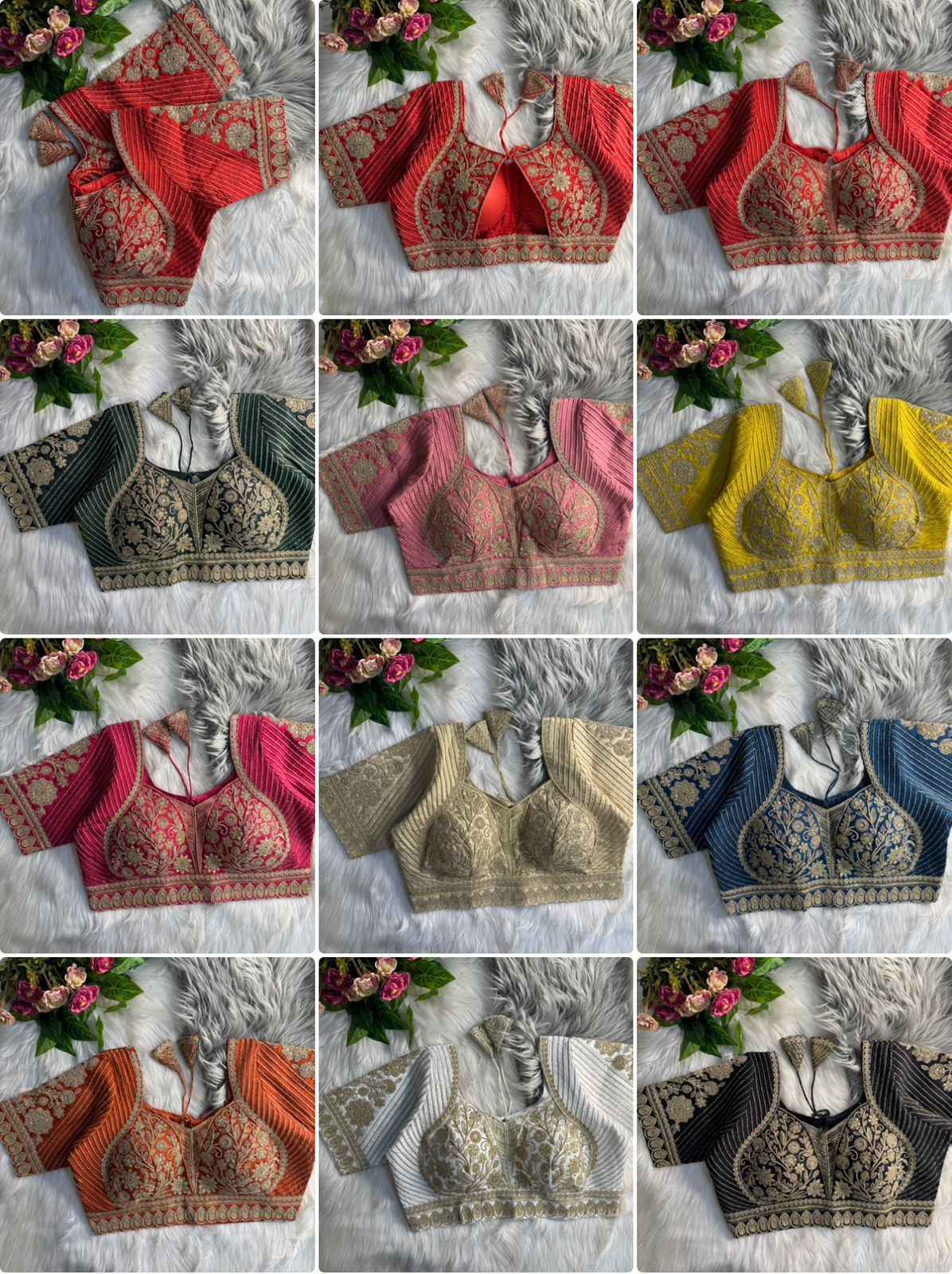 HEAVY PURE ITALIAN SILK MADHUBALA STYLE BRIDAL BLOUSE AT WHOLESALE PRICE