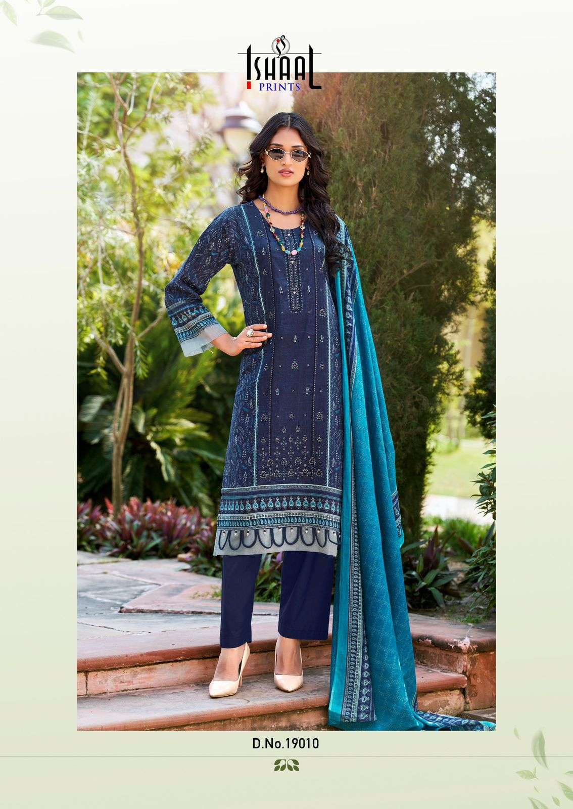 ISHAAL EMBROIDERED VOL-19 PURE LAWN EMBROIDERED DRESS MATERIAL AT WHOLESALE PRICE