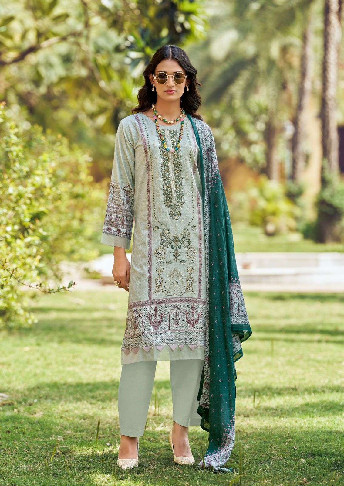 ISHAAL EMBROIDERED VOL-19 PURE LAWN EMBROIDERED DRESS MATERIAL AT WHOLESALE PRICE