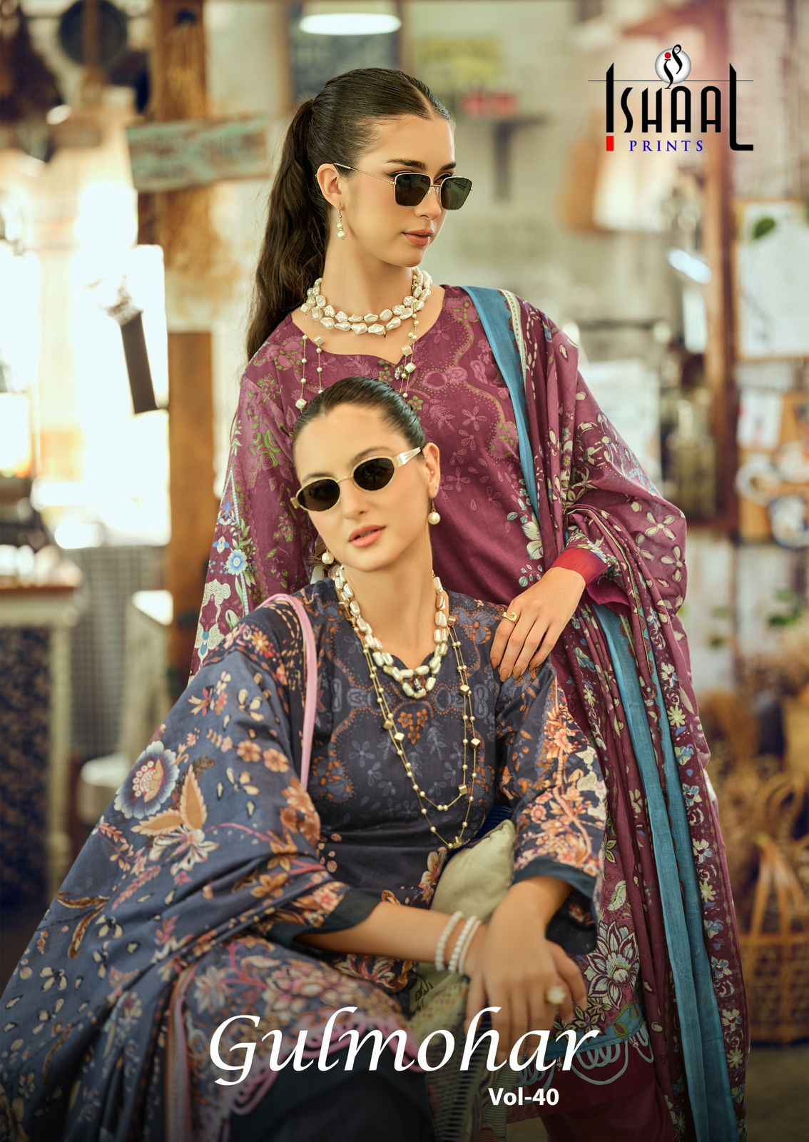ISHAAL GULMOHAR VOL-40 PURE LAWN PRINTED DRESS MATERIAL AT WHOLESALE PRICE 