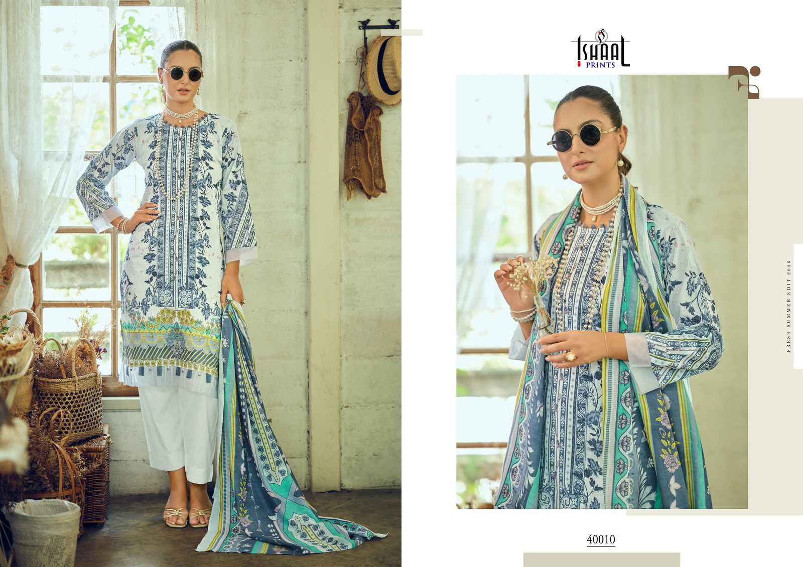 ISHAAL GULMOHAR VOL-40 PURE LAWN PRINTED DRESS MATERIAL AT WHOLESALE PRICE 