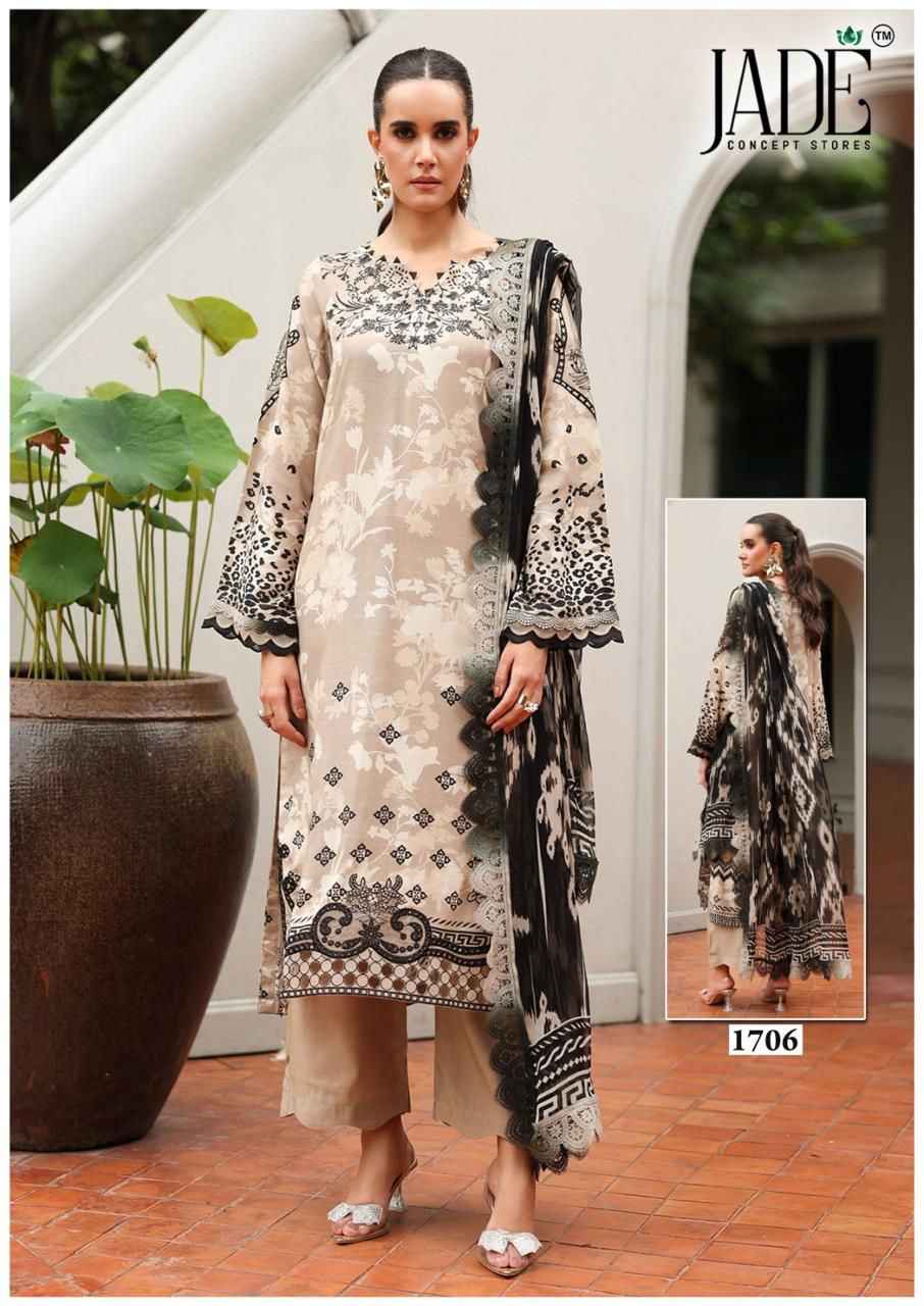 JADE BIN SAEED VOL-17 HEAVY LAWN COTTON DRESS MATERIAL AT WHOLESALE PRICE