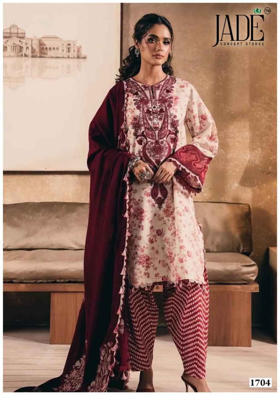 JADE BIN SAEED VOL-17 HEAVY LAWN COTTON DRESS MATERIAL AT WHOLESALE PRICE
