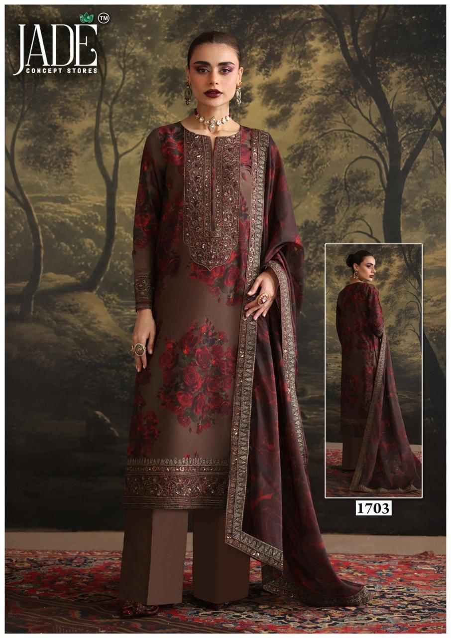 JADE BIN SAEED VOL-17 HEAVY LAWN COTTON DRESS MATERIAL AT WHOLESALE PRICE