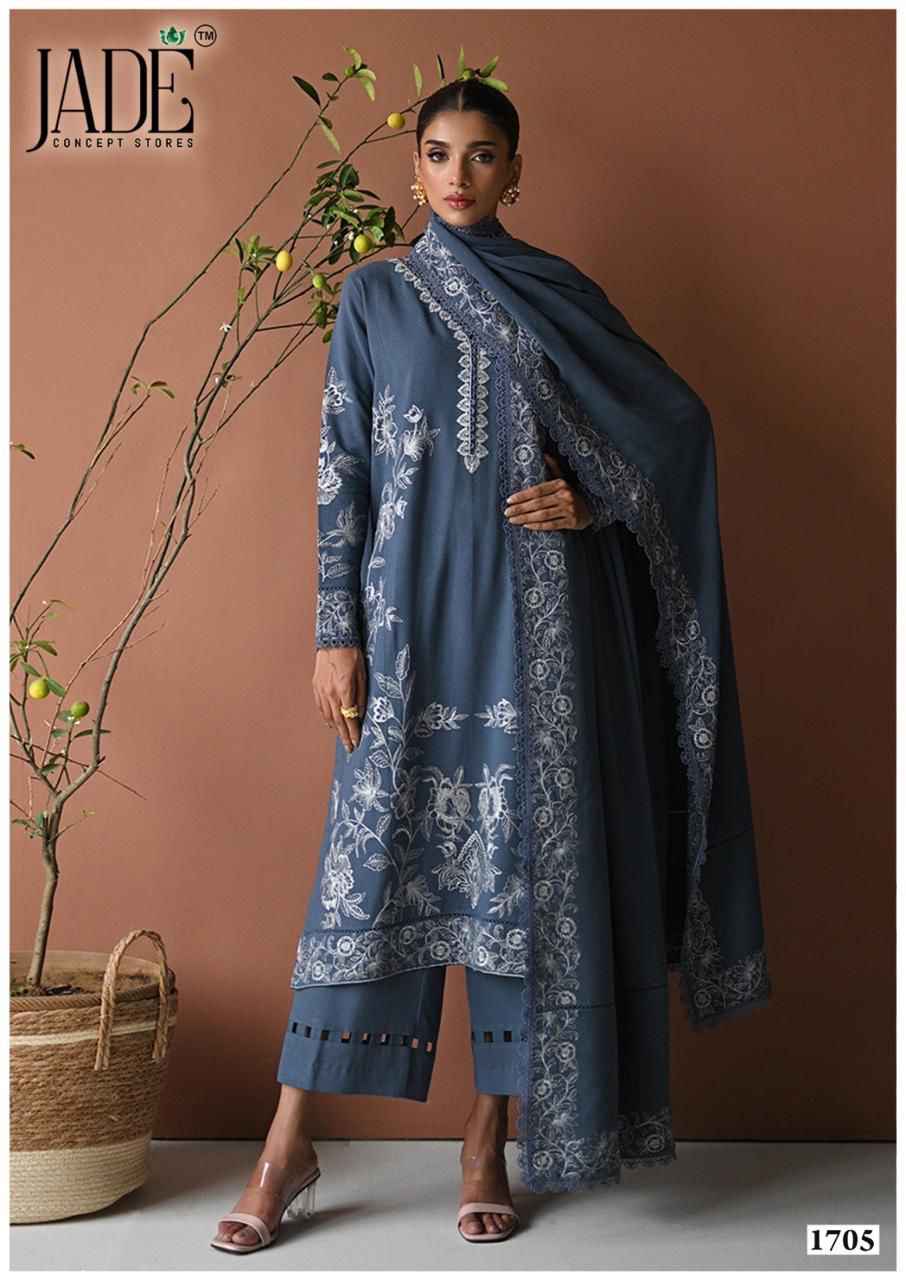 JADE BIN SAEED VOL-17 HEAVY LAWN COTTON DRESS MATERIAL AT WHOLESALE PRICE