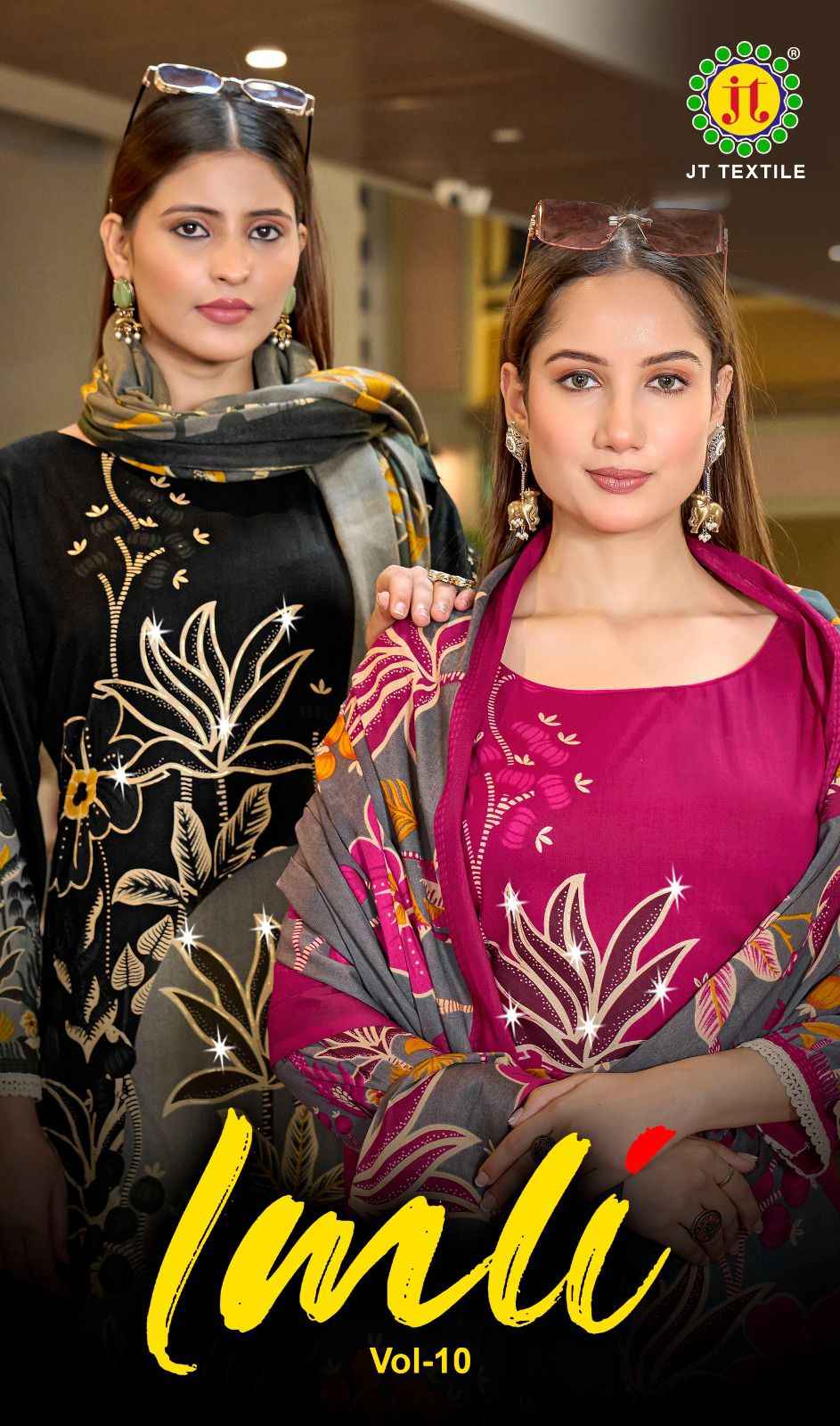 JT IMLI VOL-10 RAYON FABRIC WITH GOLD PRINT DRESS MATERIAL AT WHOLESALE PRICE