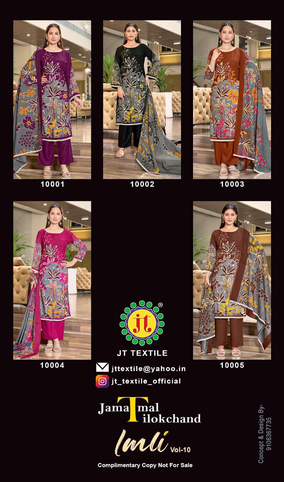JT IMLI VOL-10 RAYON FABRIC WITH GOLD PRINT DRESS MATERIAL AT WHOLESALE PRICE