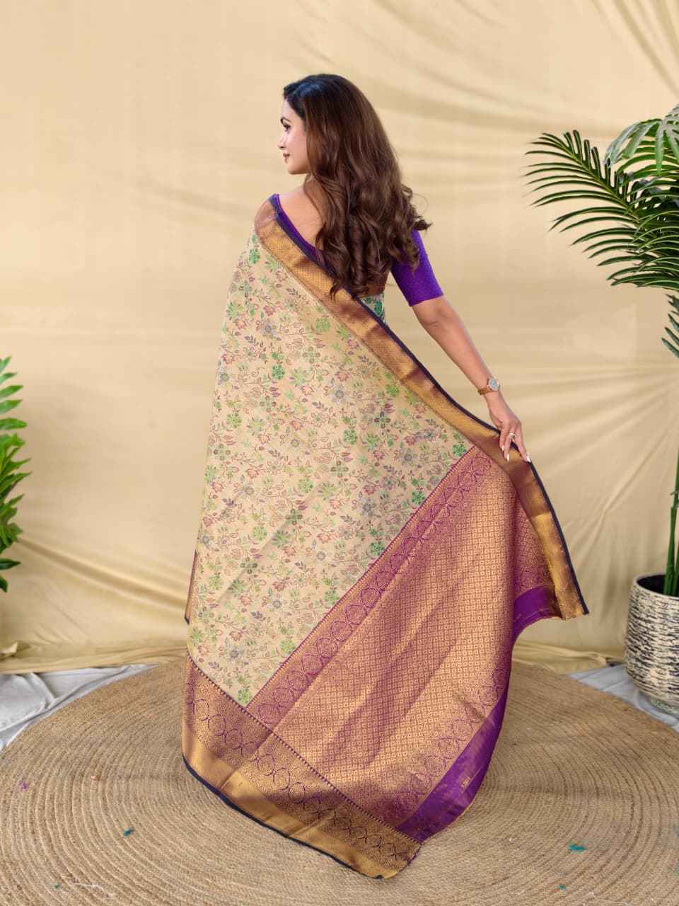 KANCHIPURAM SILK GOLDEN ZARI WEAVING DESIGNER SAREE AT WHOLESALE PRICE