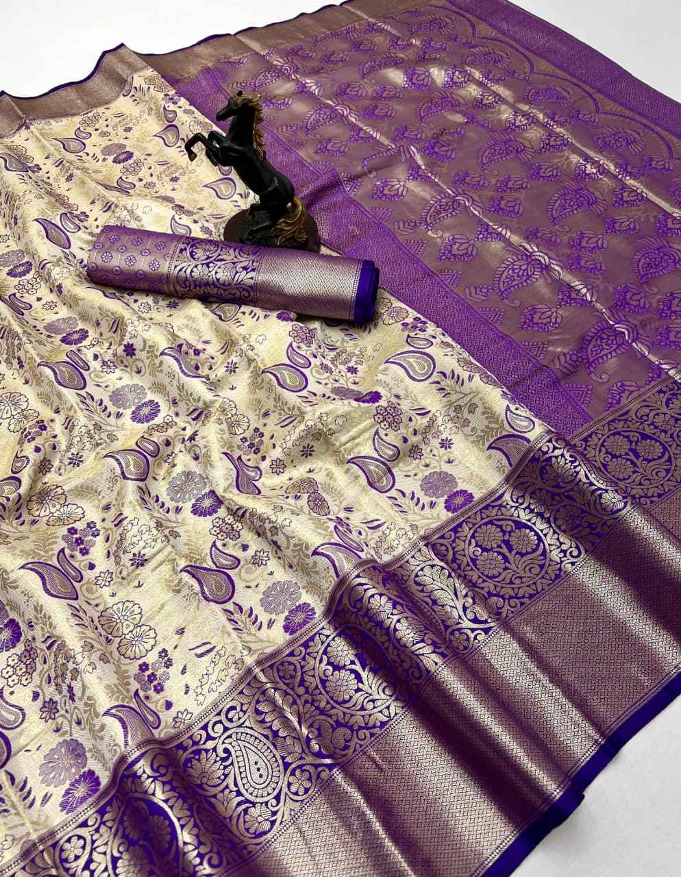  PURE KANCHIPURAM SILK ZARI WEAVING FLORAL MOTIFS SAREE AT WHOLESALE PRICE 