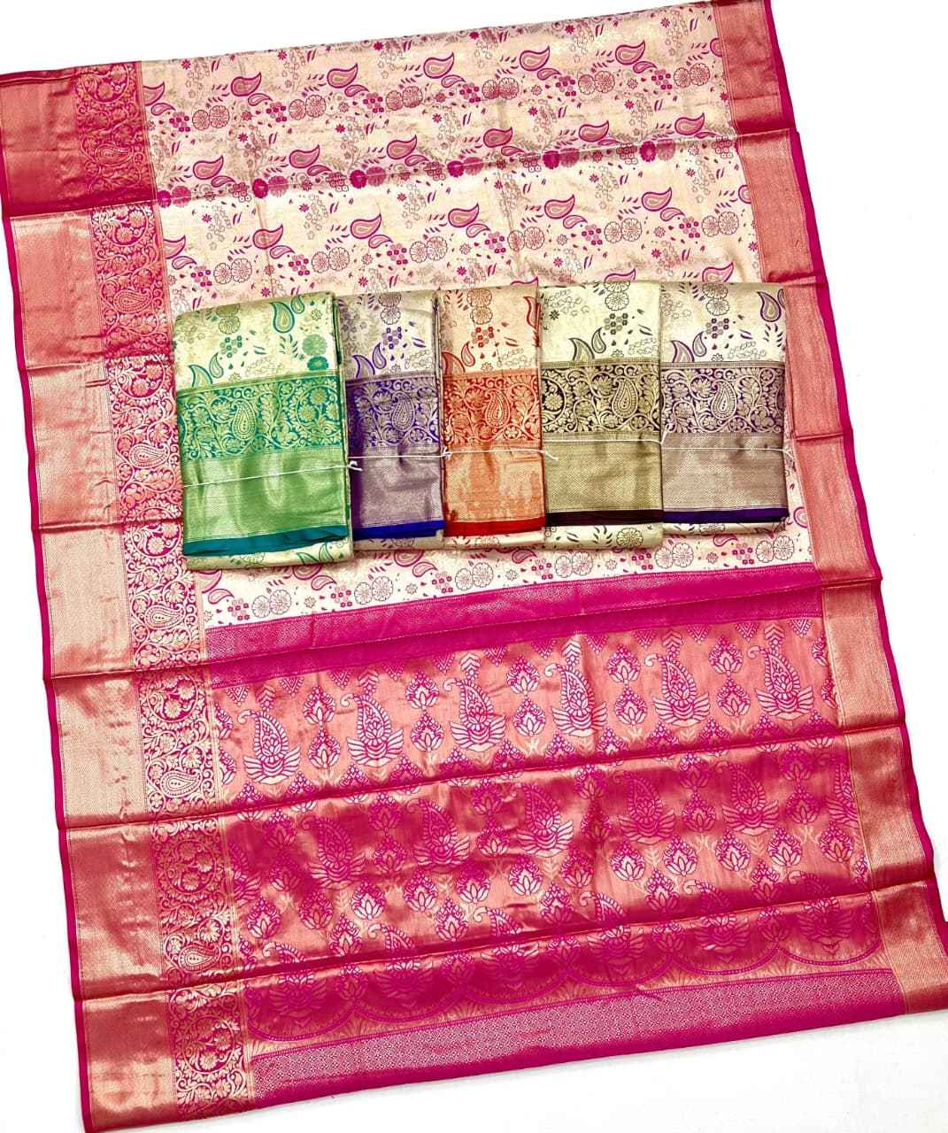  PURE KANCHIPURAM SILK ZARI WEAVING FLORAL MOTIFS SAREE AT WHOLESALE PRICE 