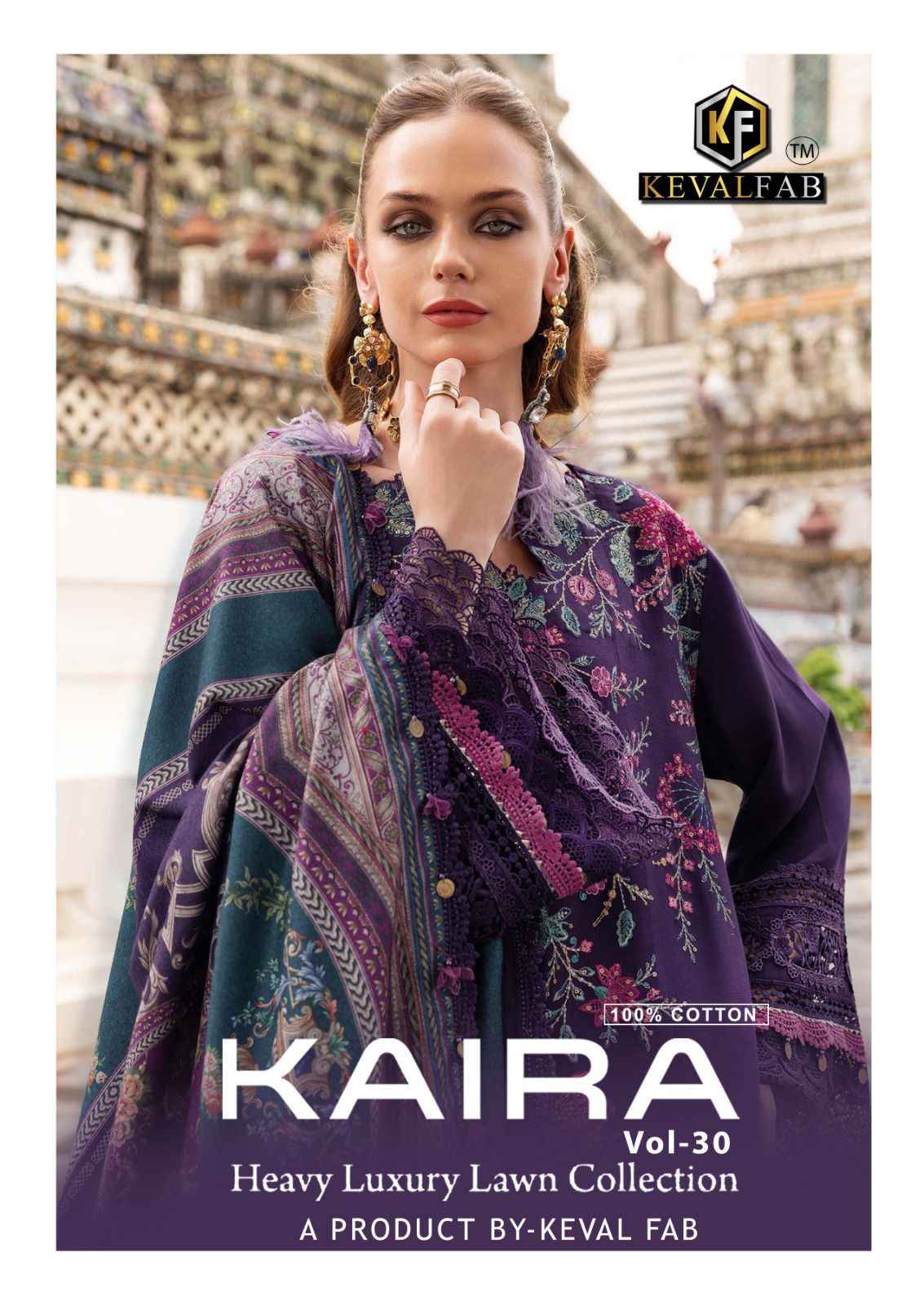 KEVAL FAB KAIRA VOL-30 HEAVY LAWN COTTON PRINTED DRESS MATERIAL AT WHOLESALE PRICE 