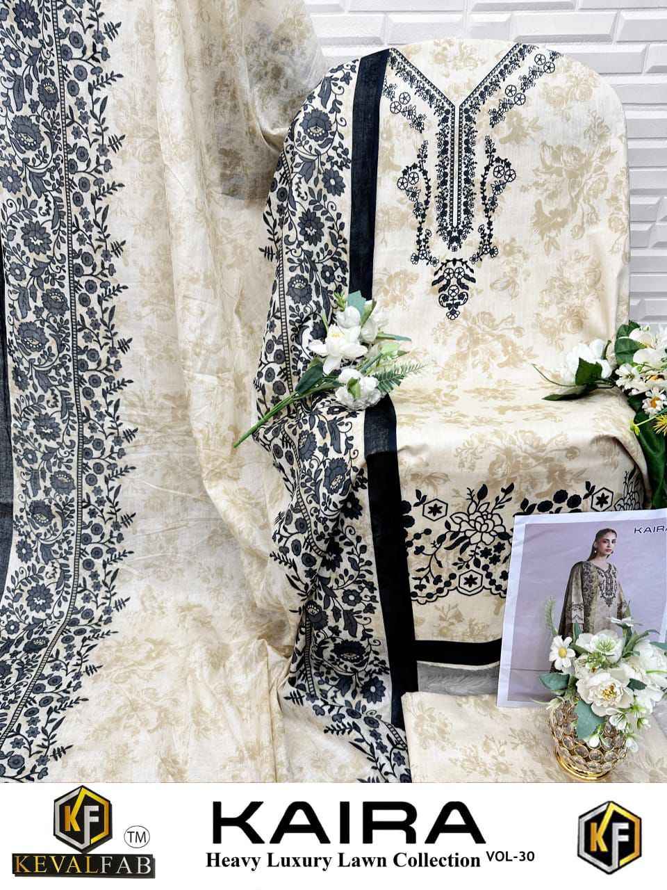 KEVAL FAB KAIRA VOL-30 HEAVY LAWN COTTON PRINTED DRESS MATERIAL AT WHOLESALE PRICE 