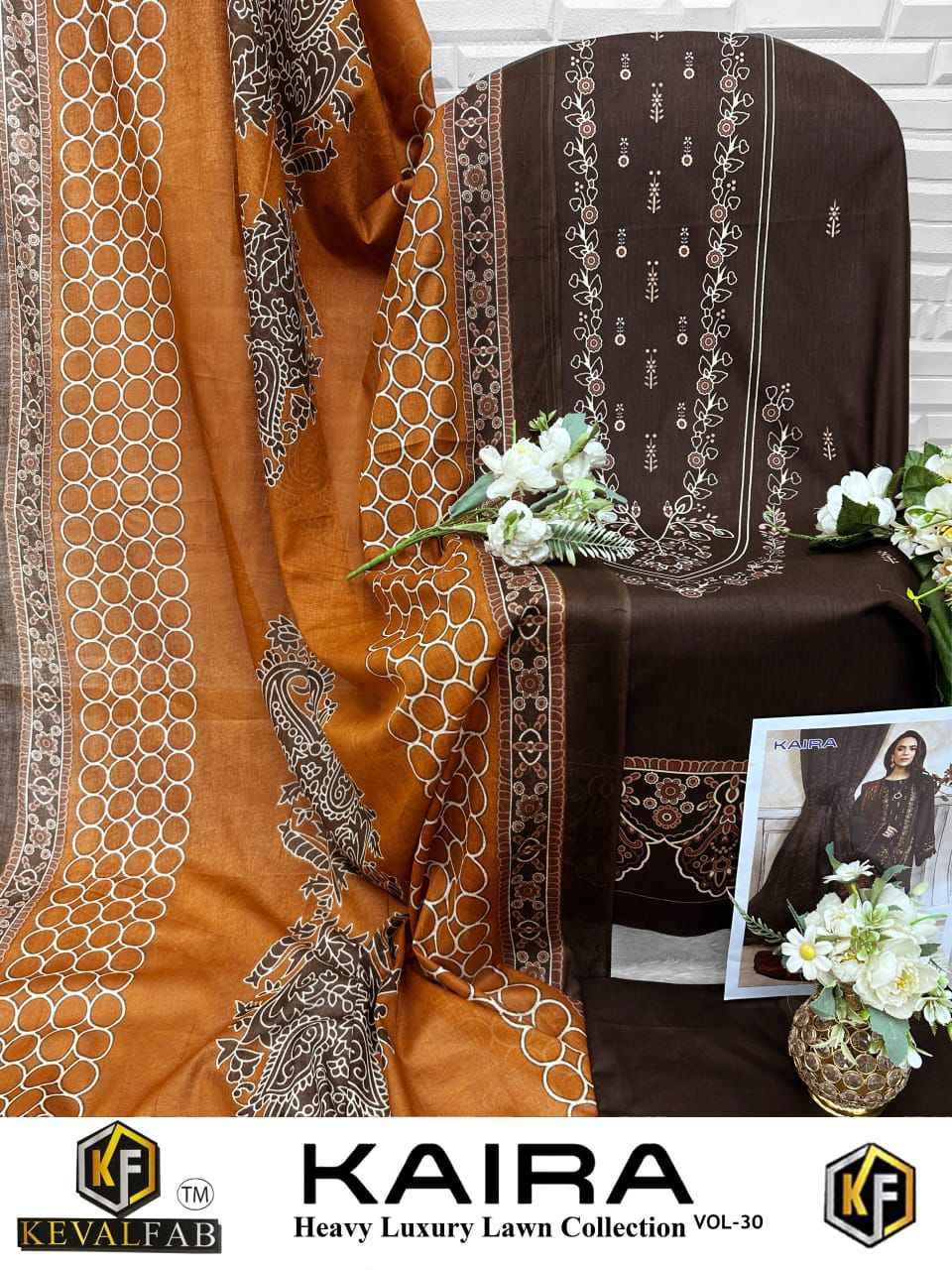 KEVAL FAB KAIRA VOL-30 HEAVY LAWN COTTON PRINTED DRESS MATERIAL AT WHOLESALE PRICE 