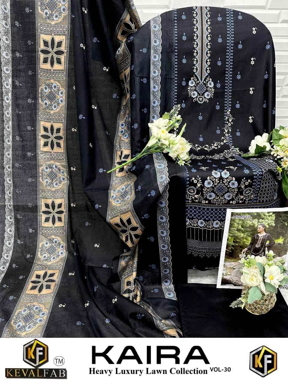 KEVAL FAB KAIRA VOL-30 HEAVY LAWN COTTON PRINTED DRESS MATERIAL AT WHOLESALE PRICE 