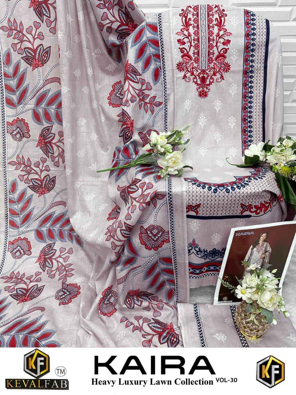 KEVAL FAB KAIRA VOL-30 HEAVY LAWN COTTON PRINTED DRESS MATERIAL AT WHOLESALE PRICE 