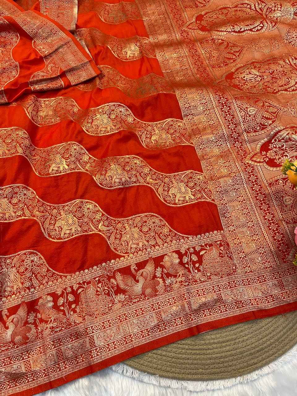 KHADI CREPE SILK GOLDEN ZAR WEAVING SAREE AT WHOLESALE PRICE